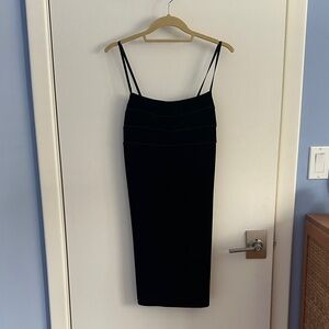 For someone who sews…Vintage Black Sleeveless Midi Dress with Thin Straps